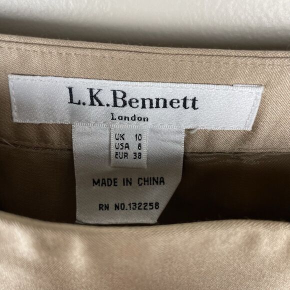 LK Bennett Gold Shimmer Size 6 Silk Blend Pencil Skirt - Picture 2 of 9